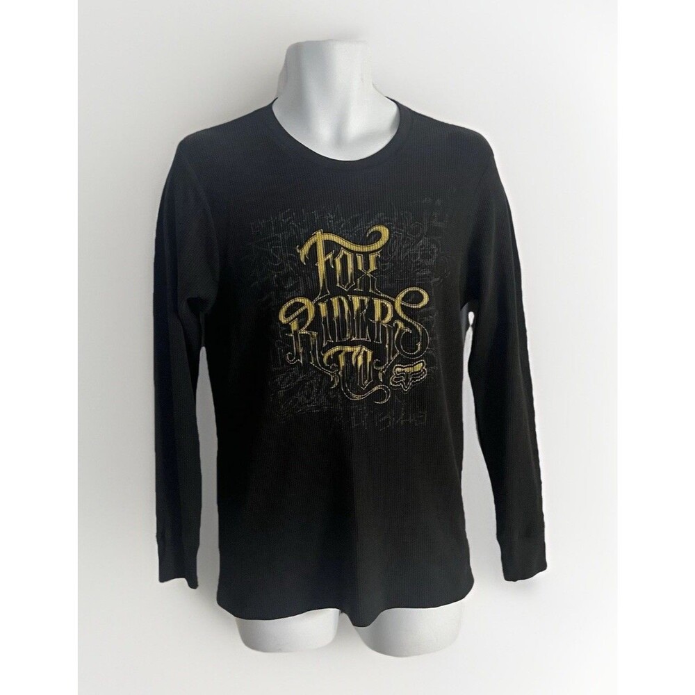 Fox Riders Co Thermal Shirt MENS Large Long Sleeve Waffle Knit Crew Neck Fitted